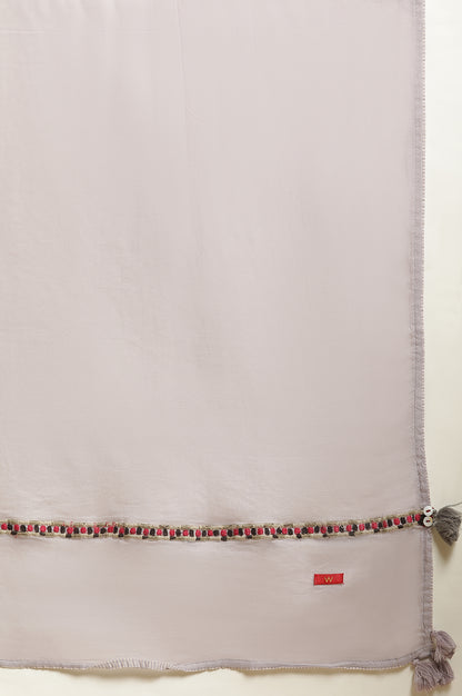 Beige Printed Kurta, Pants And Dupatta Set