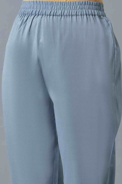 Light Green Cotton Dobby kurta With Blue Slim Pants And Dupatta