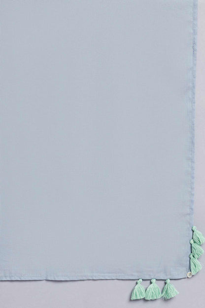 Light Green Cotton Dobby kurta With Blue Slim Pants And Dupatta