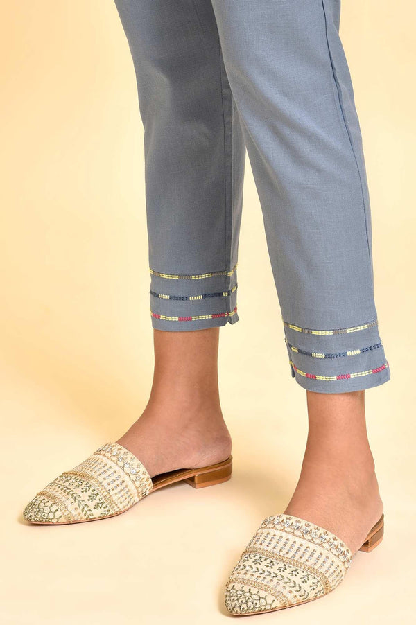 Light Green Yarn-Dyed Kurta, Pants And Dupatta Set