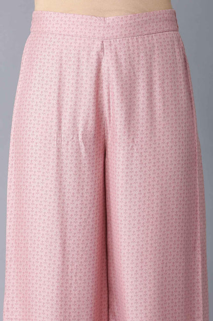 Light Pink Floral kurta in Round Neck with Parallel Pants and Dupatta - wforwoman