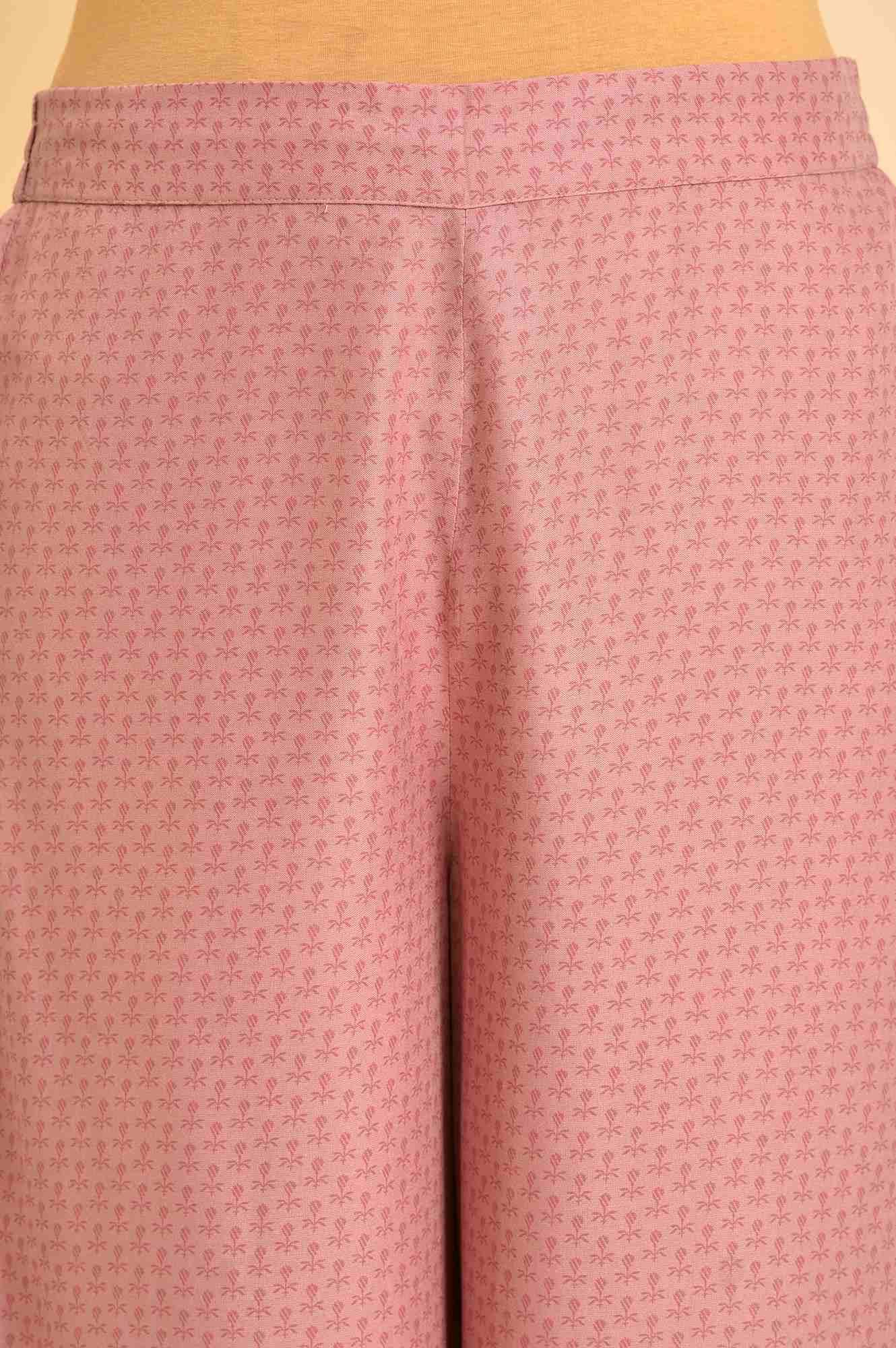 Pink Printed Straight Kurta And Parallel Pants Set - wforwoman