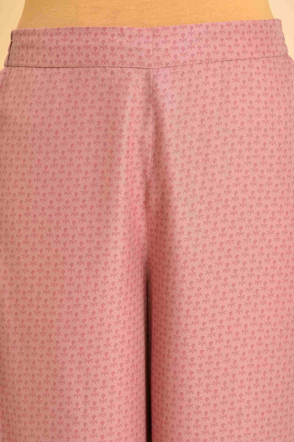 Pink Printed Straight Kurta And Parallel Pants Set