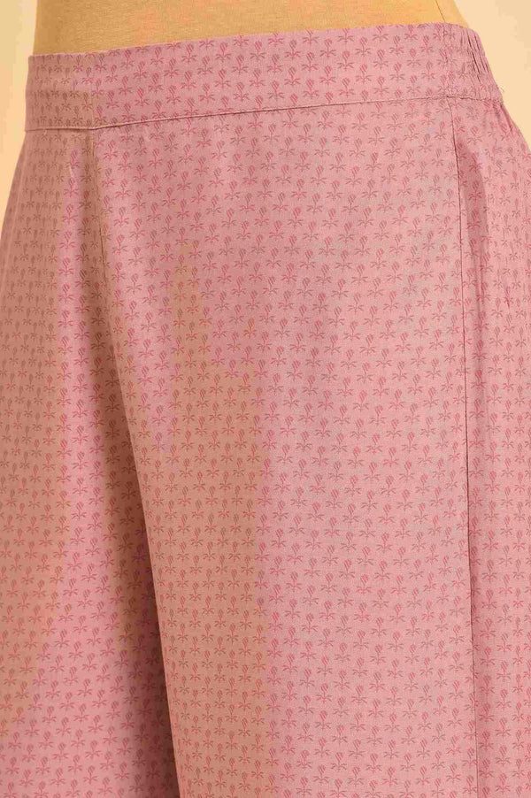 Pink Printed Straight Kurta And Parallel Pants Set