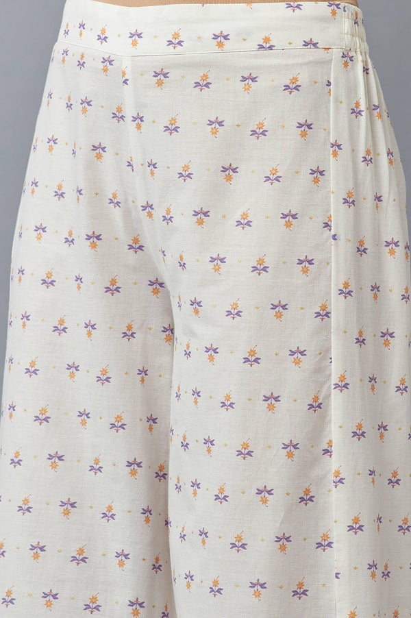Ecru Floral Printed kurta & Parallel Pants Set