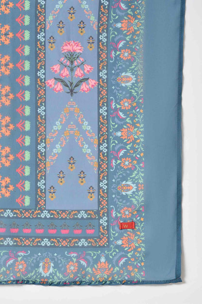 Deep Teal Fusion Embroidered kurta With Knitted Tights And Printed Dupatta - wforwoman