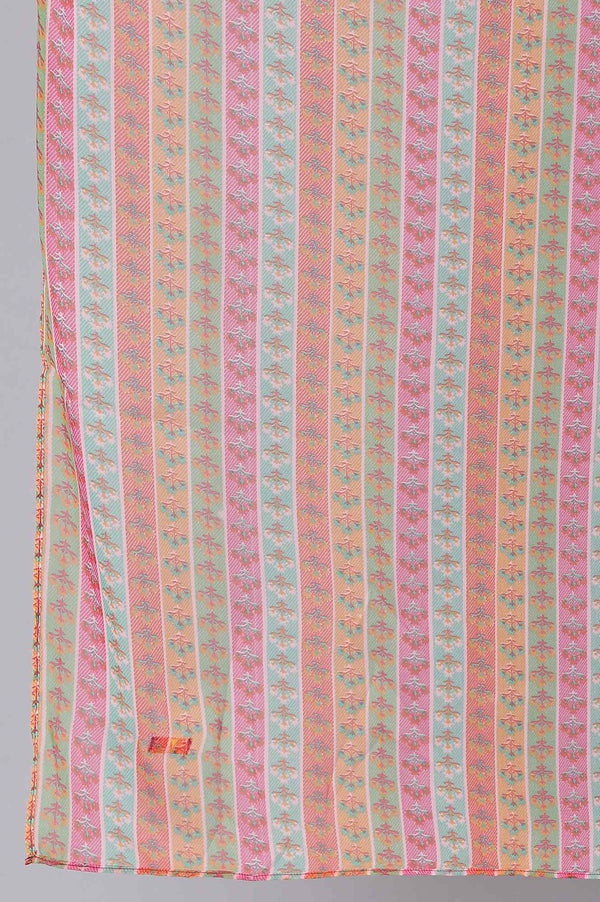 Aqua Blue Embroidered kurta With Printed Parallel Pants And Chiffon Dupatta