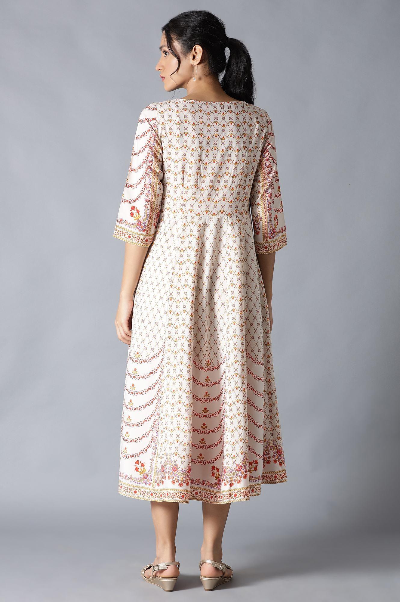 Ecru Embroidered Crepe kurta With Slim Pants And Cotton Dupatta - wforwoman