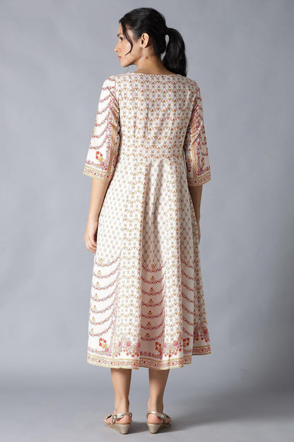 Ecru Embroidered Crepe kurta With Slim Pants And Cotton Dupatta - wforwoman