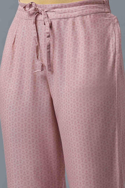 Light Pink Embroidered kurta In Round Neck With Straight Pants And Chiffon Dupatta - wforwoman