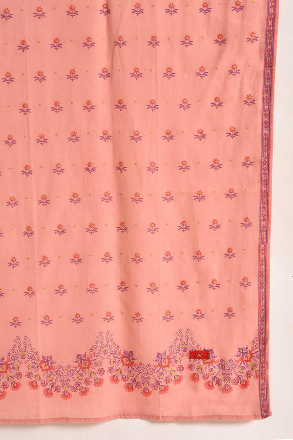 Pink Printed A-Line Kurta, Pants And Dupatta Set