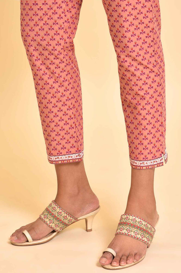 Pink Printed A-Line Kurta, Pants And Dupatta Set