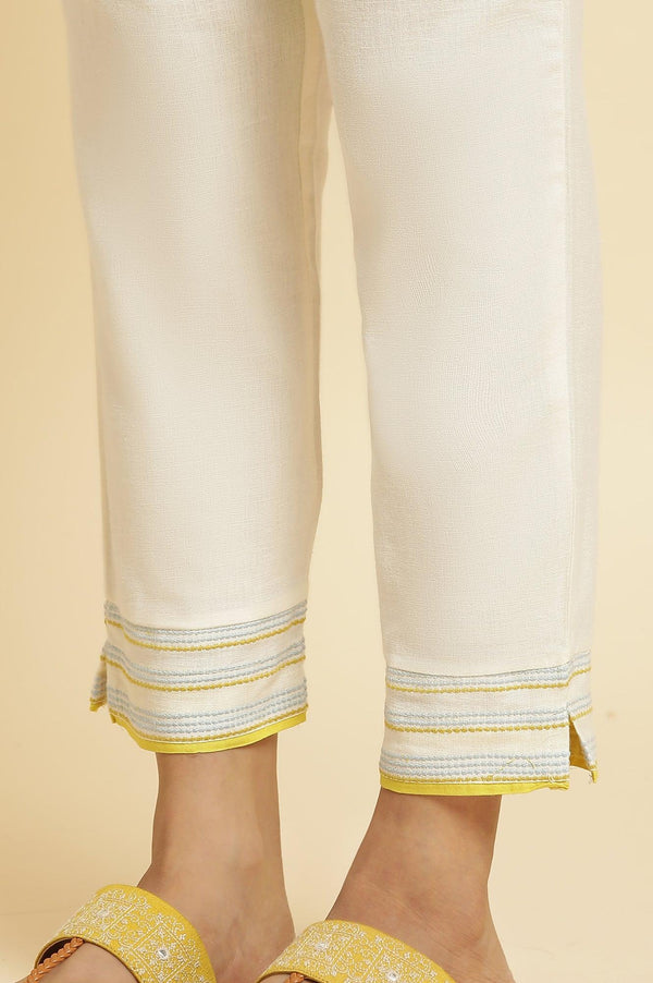 Yellow Cotton Dobby Kurta, Pants & Dupatta Set