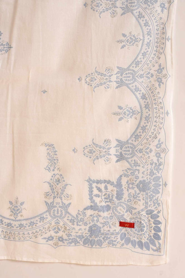 Blue Printed Sequined Kurta, Parallel Pants And Dupatta Set