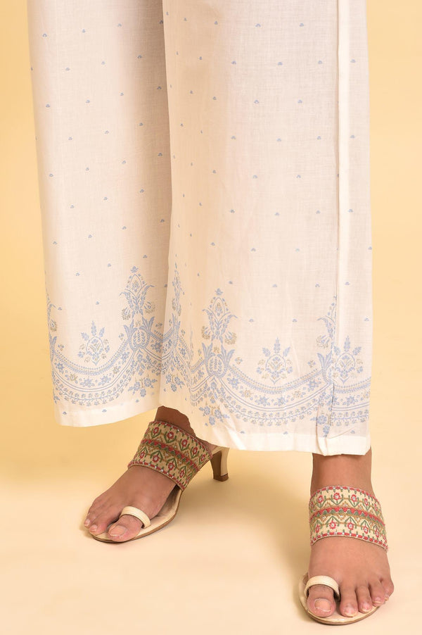 Blue Printed Sequined Kurta, Parallel Pants And Dupatta Set