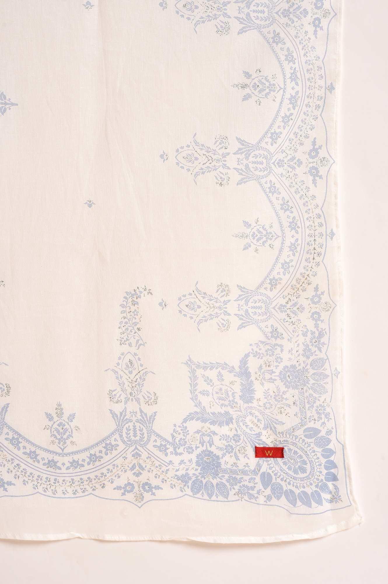 Skyway Blue Printed A-Line Kurta, Pants And Dupatta Set - wforwoman