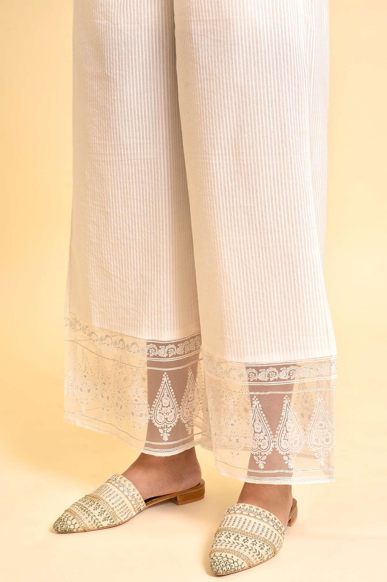 Light Blue Printed Kurta And Parallel Pants Set - wforwoman