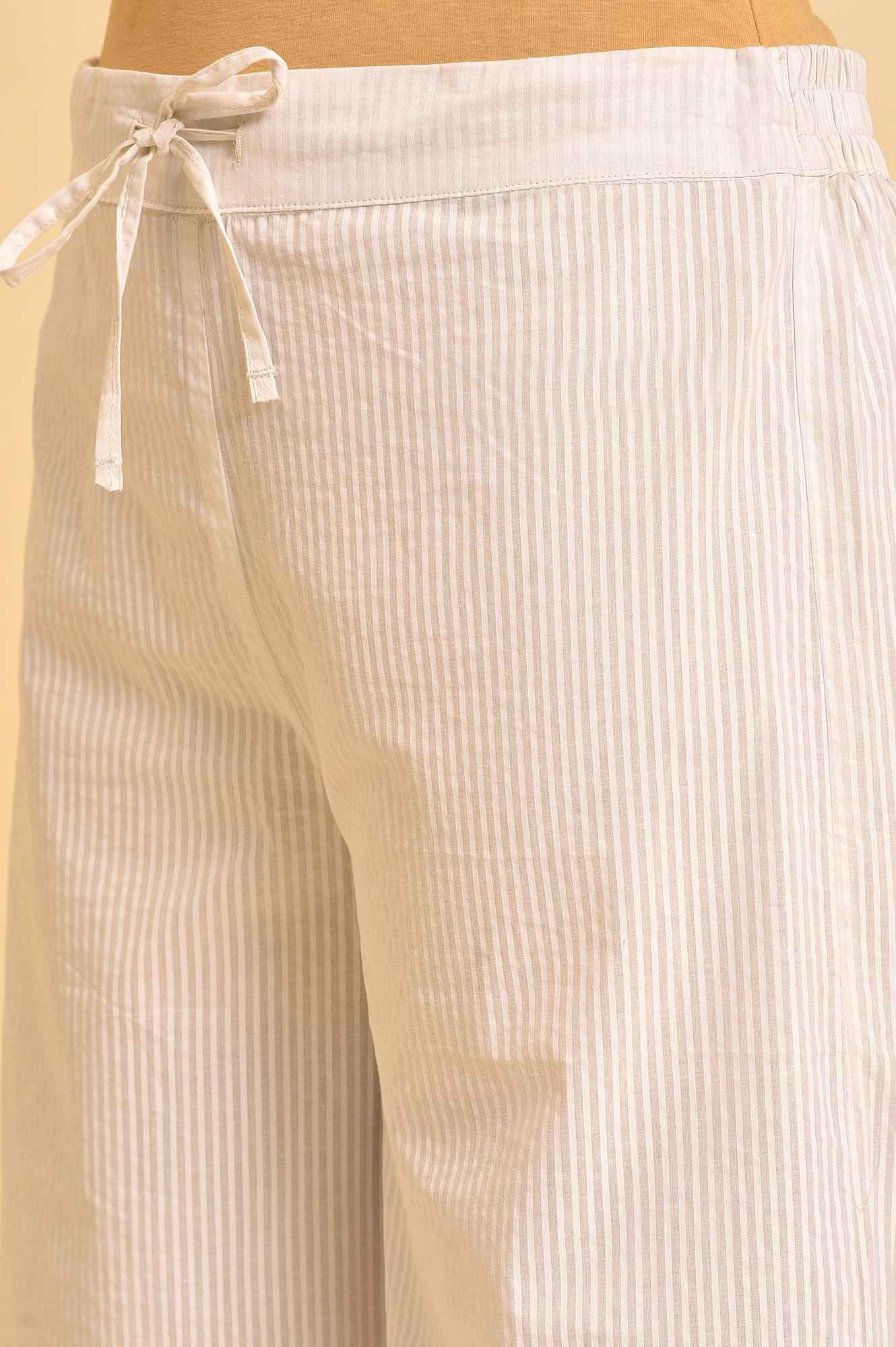 Light Blue Printed Kurta And Parallel Pants Set - wforwoman