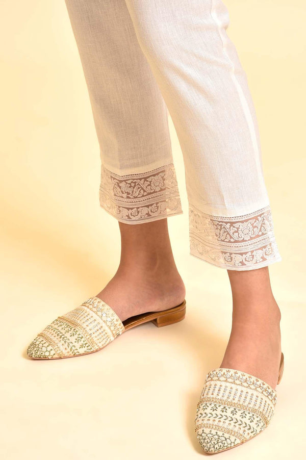 Yellow A-Line Embroidered Kurta, Pants And Dupatta Set