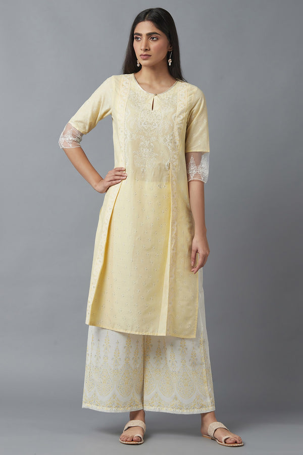 Yellow Mock Layer kurta & Palazzo Set