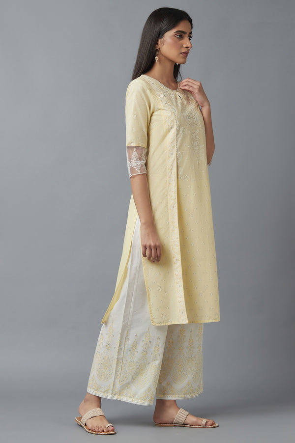 Yellow Mock Layer kurta & Palazzo Set