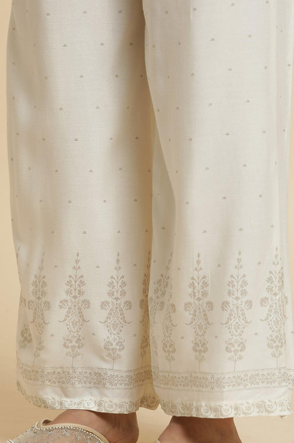 Grey Embroidered Kurta & Parallel Pants Set