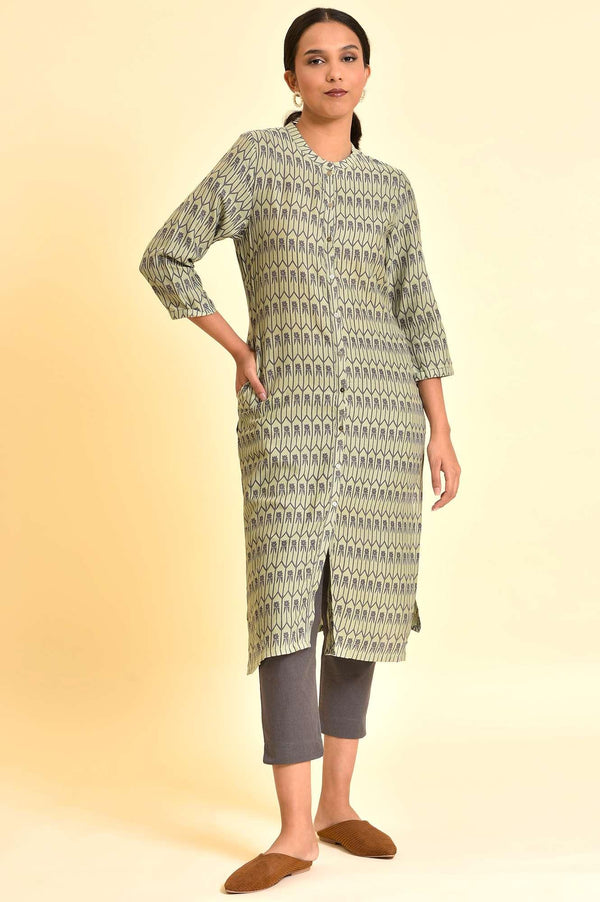 Pistachio Green Printed Kurta And Pants Set