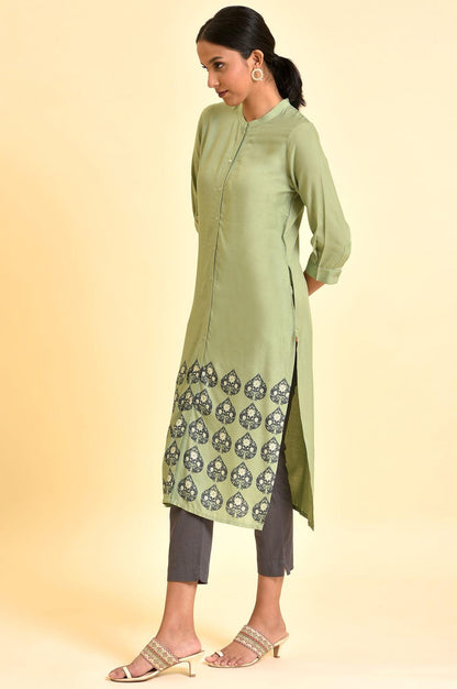 Fern Green Printed Kurta And Pants Set - wforwoman