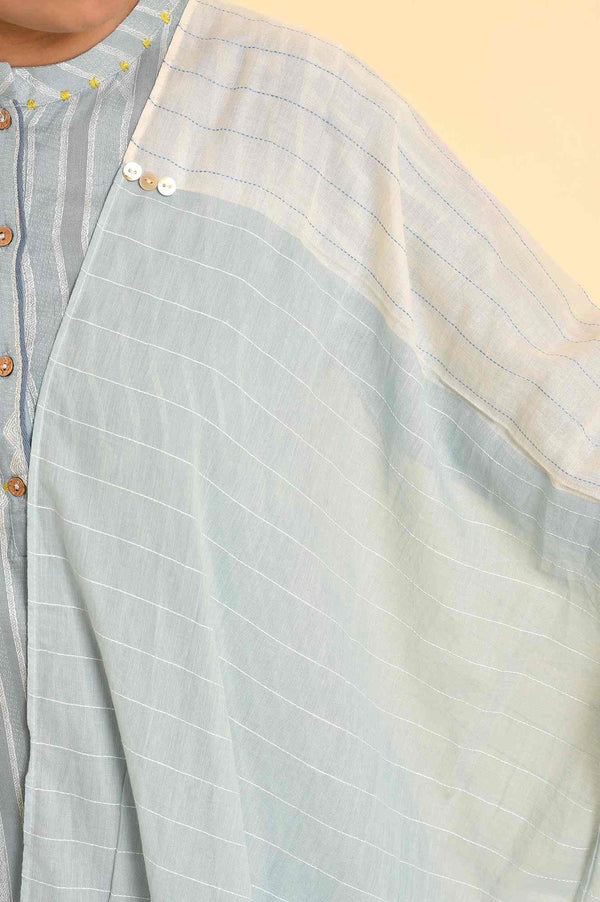 Light Yarn-Dyed Kurta, Pants And Dupatta Set