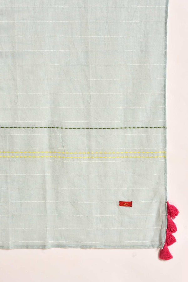 Light Yarn-Dyed Kurta, Pants And Dupatta Set