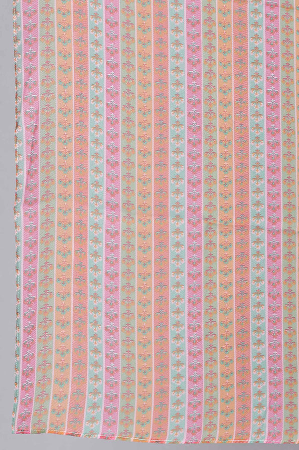 Aqua Blue Embroidered kurta In Round Neck With Parallel Pants And Chiffon Dupatta