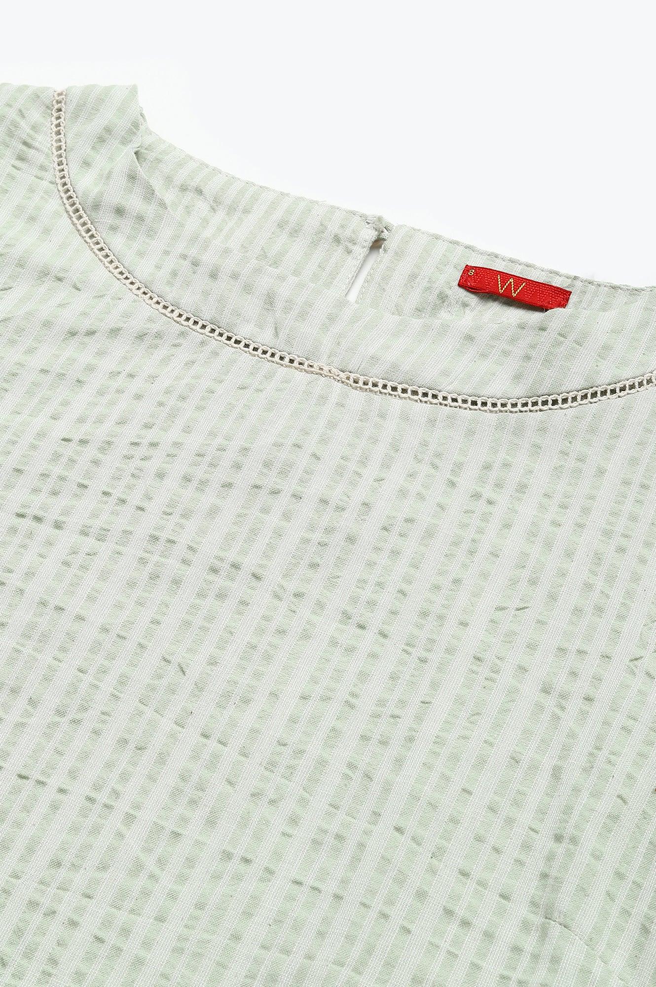 Pistachio Green kurta, Embroidered Slim Pants And Dupatta Set - wforwoman