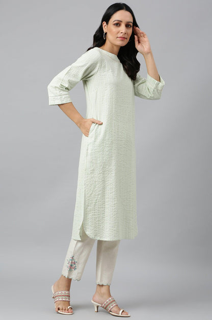 Pistachio Green kurta, Embroidered Slim Pants And Dupatta Set - wforwoman
