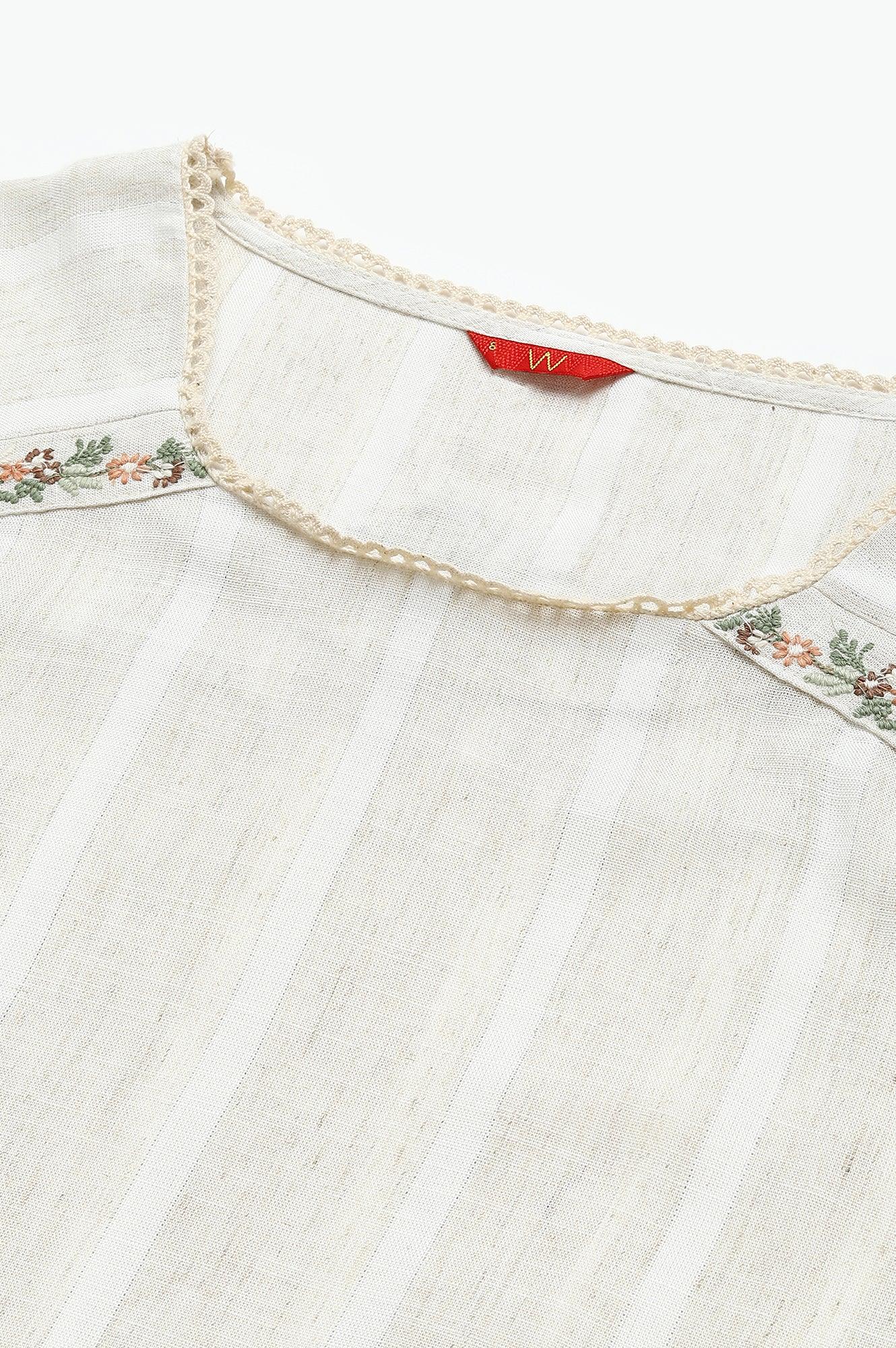 Dark Brown Embroidered kurta And Schiffli Slim Pants - wforwoman