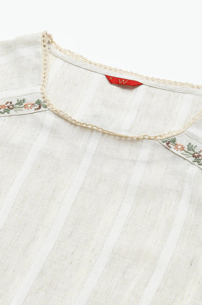 Dark Brown Embroidered kurta And Schiffli Slim Pants - wforwoman