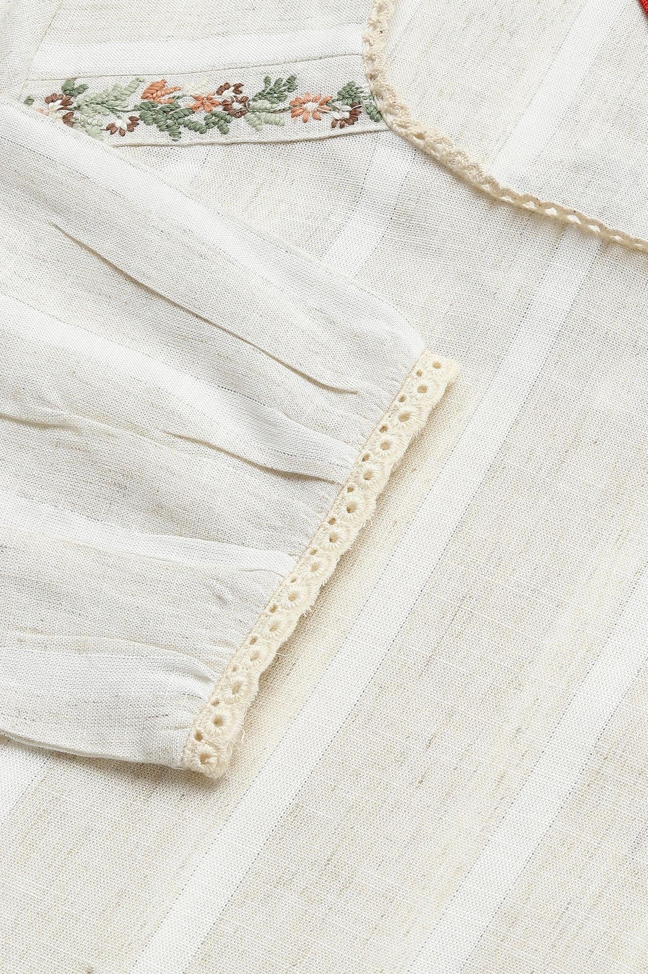 Dark Brown Embroidered kurta And Schiffli Slim Pants - wforwoman