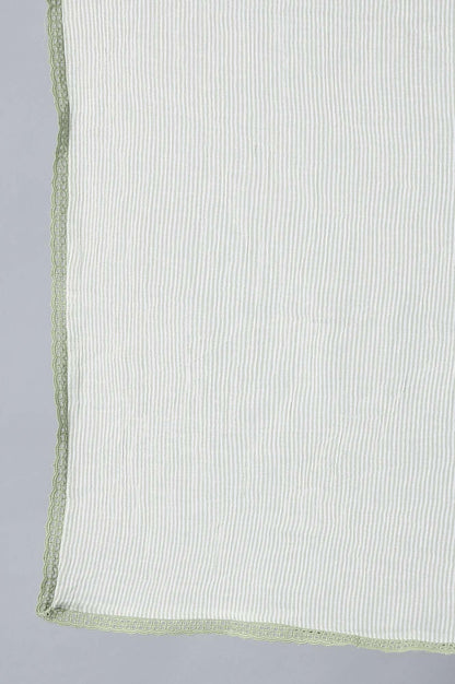 Sage Green kurta, Ecru Pants And Dupatta Set - wforwoman