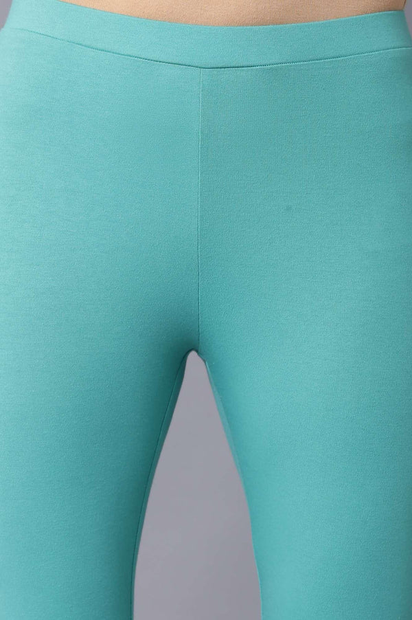 Green Printed Draped A-Line kurta With Tights