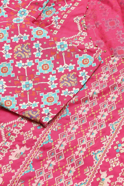 Dark Pink Asymmetrical Hemline kurta With Tights - wforwoman