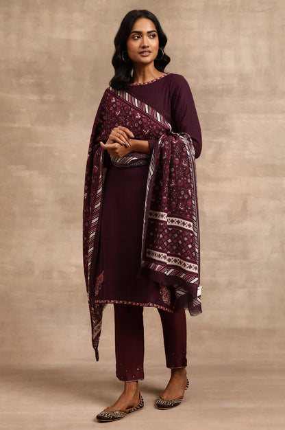 Purple Woollen Embroidered kurta