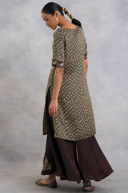 Olive Green Bandhej Print kurta