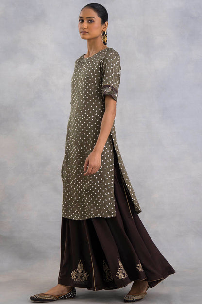 Olive Green Bandhej Print kurta