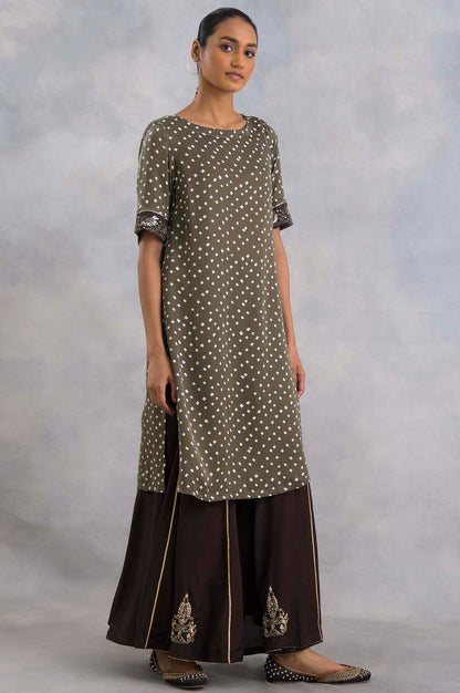 Olive Green Bandhej Print kurta