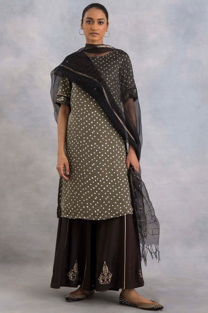Olive Green Bandhej Print kurta