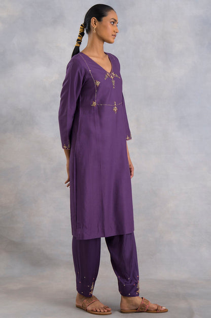 Purple Zardozi Embroidered kurta