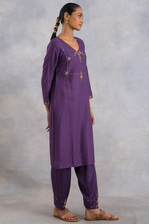 Purple Zardozi Embroidered kurta
