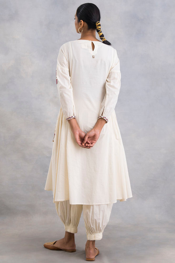 Ecru Suzani Embroidered Voile kurta
