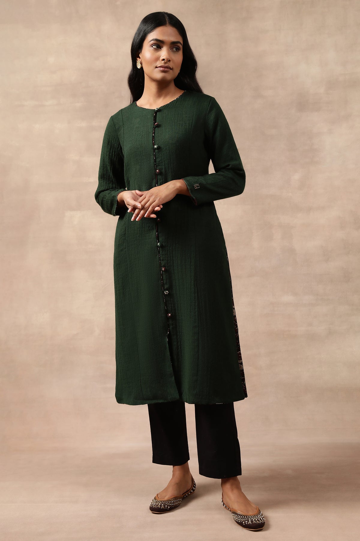 Green Woollen Reversible Jacket - XS
