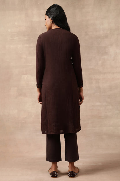 Brown Woollen Embroidered kurta