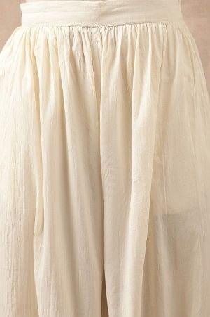 Ecru Pleated Hem Salwar Pants
